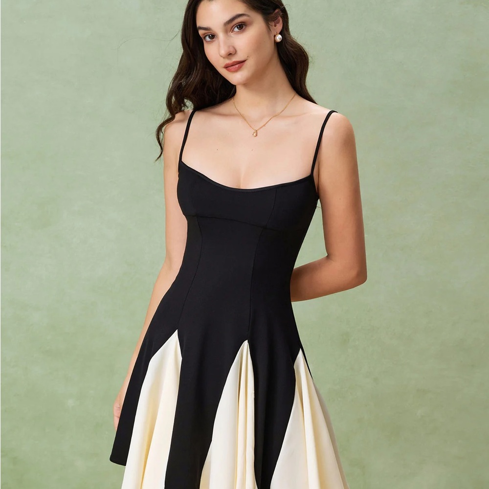 NWT Black and Cream Women's Mini Dress